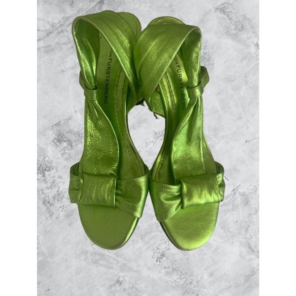 Diane von Furstenberg Green Metallic Shoes